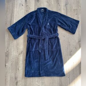 Nautica Blue Plush Fuzzy Bathrobe Tie Waist and Pockets!